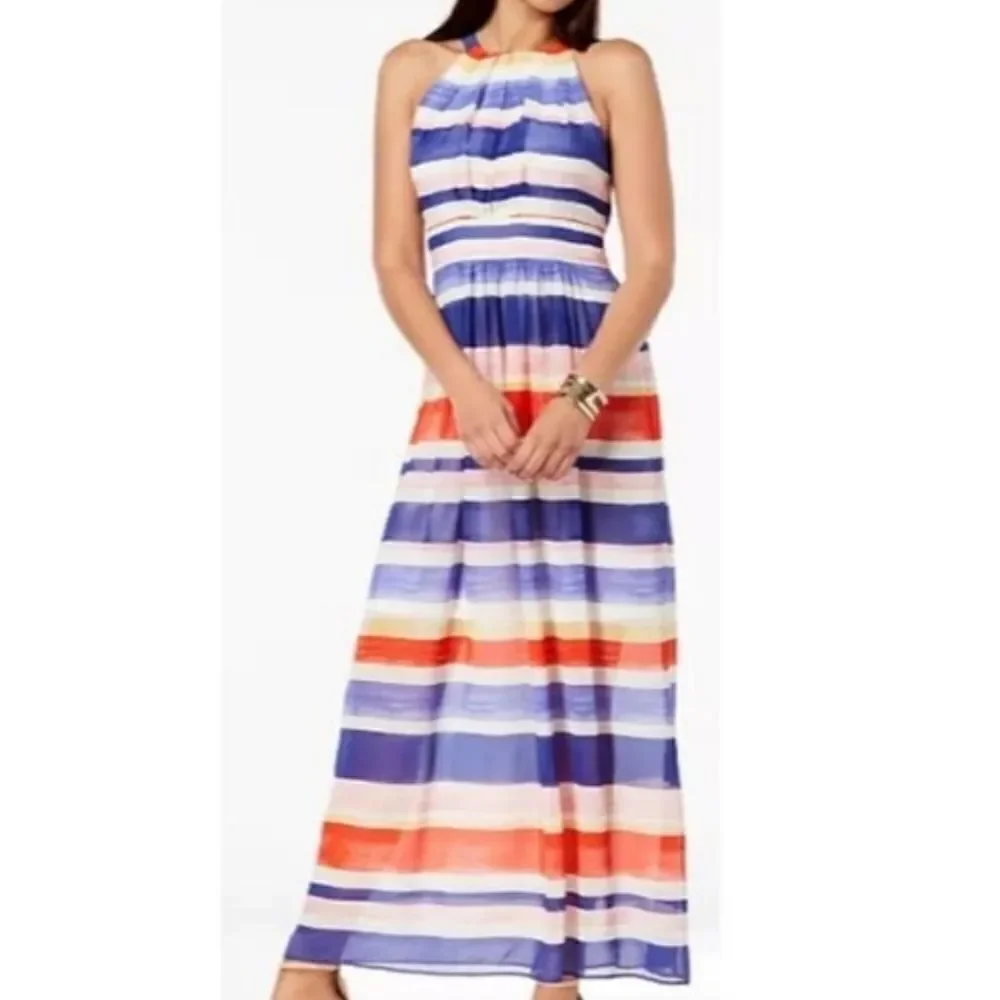 Vince Camuto stripe maxi dress blue red pink whiteUS 8 - Picture 13 of 13